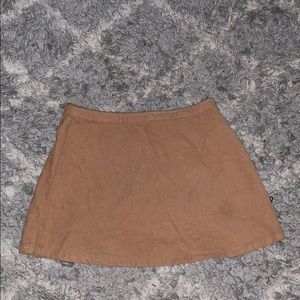 A brown mini skirt
